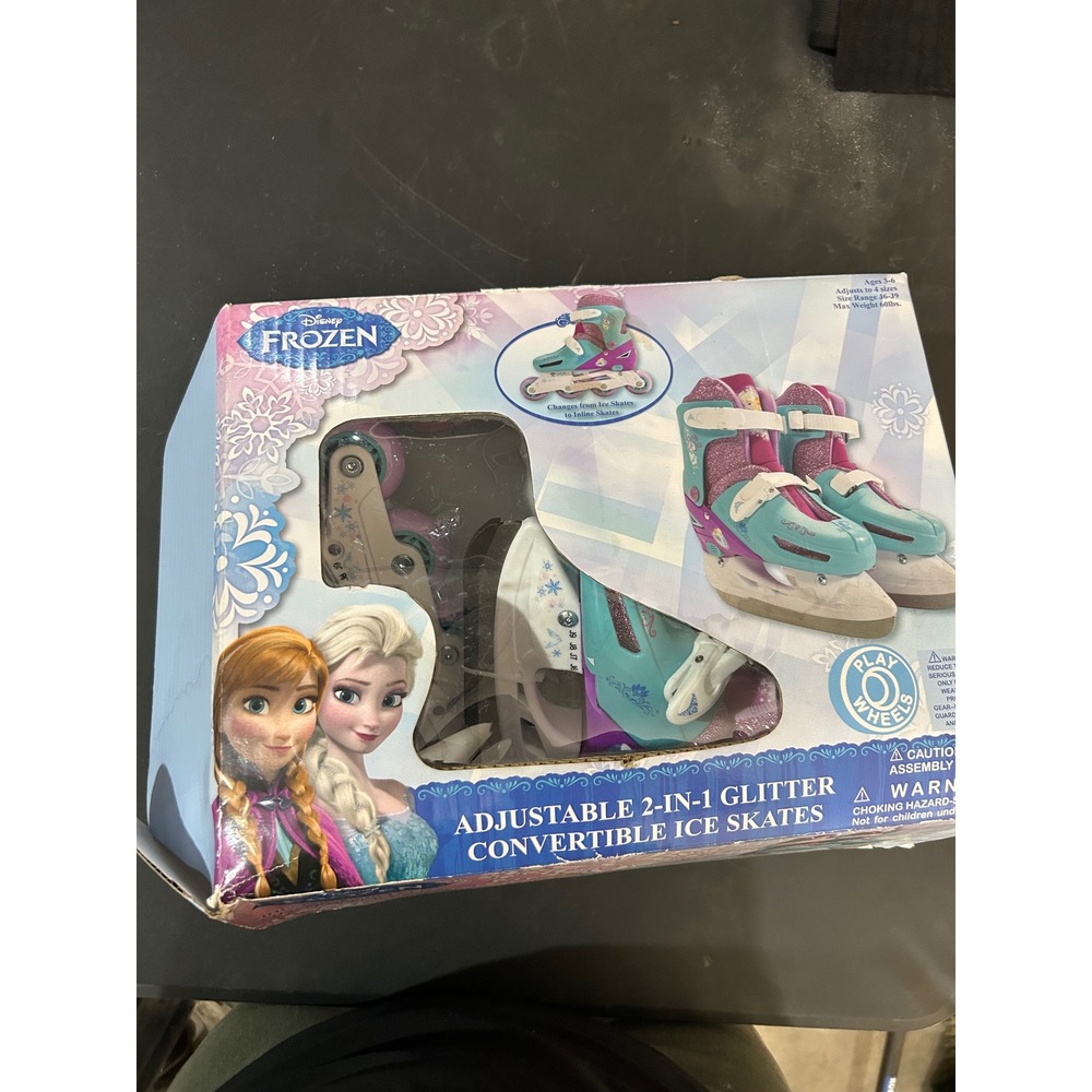 Adjustable 2 in 1 Glitter Convertible Ice Skates and Inline Skates, Disney